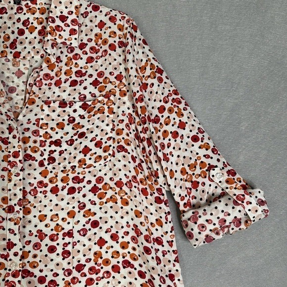 Velvet Heart Top Women Sz Large Fall Colors Roll Tab Sleeves Cranberry Pumpkin - Picture 7 of 16